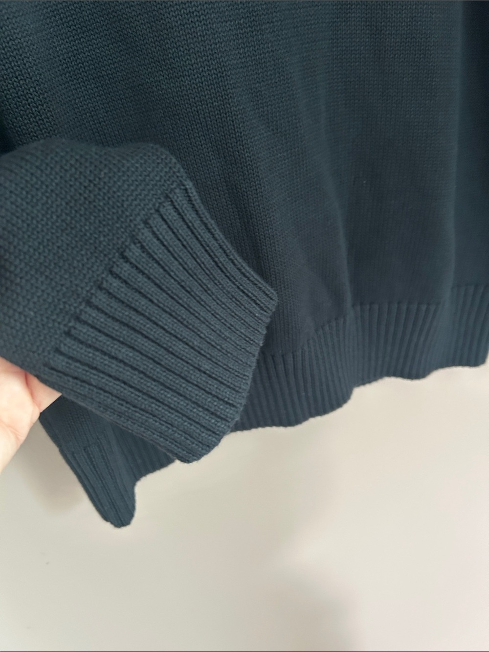NWT Quince Men’s 100% Organic Cotton Quarter-Zip Sweater Black Large - Picture 10 of 12